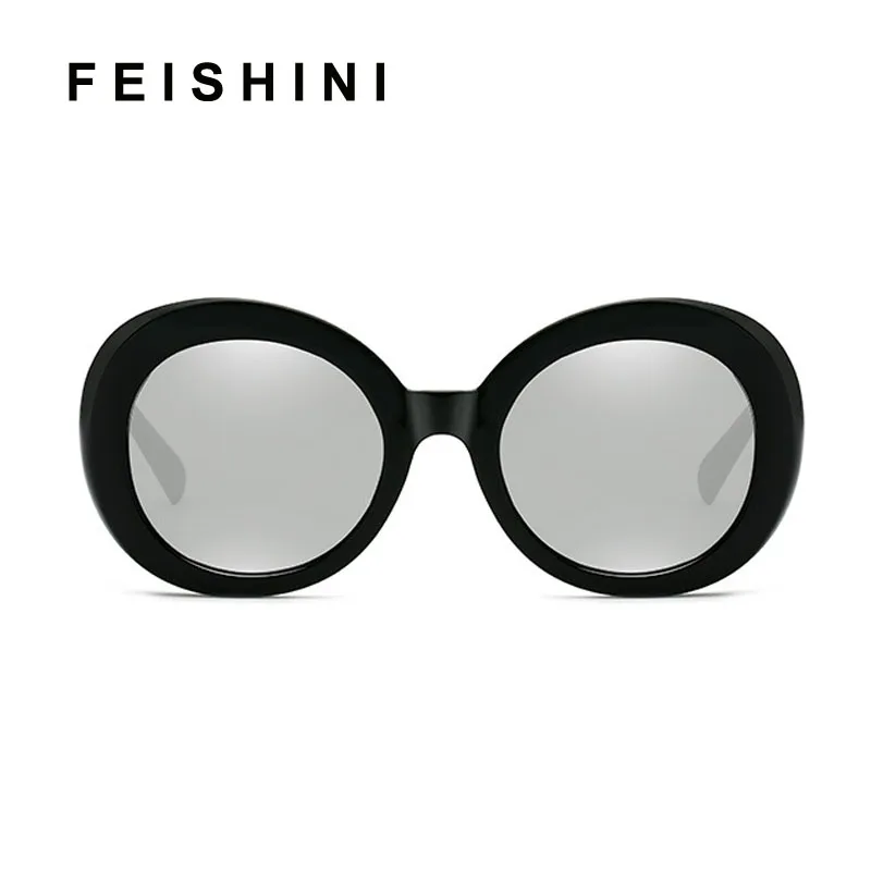 FEISHINI Высокое качество магазин Cobain классические черные солнцезащитные очки женские круглые брендовые дизайнерские Роскошные UVB градиентные солнцезащитные очки овальные ретро