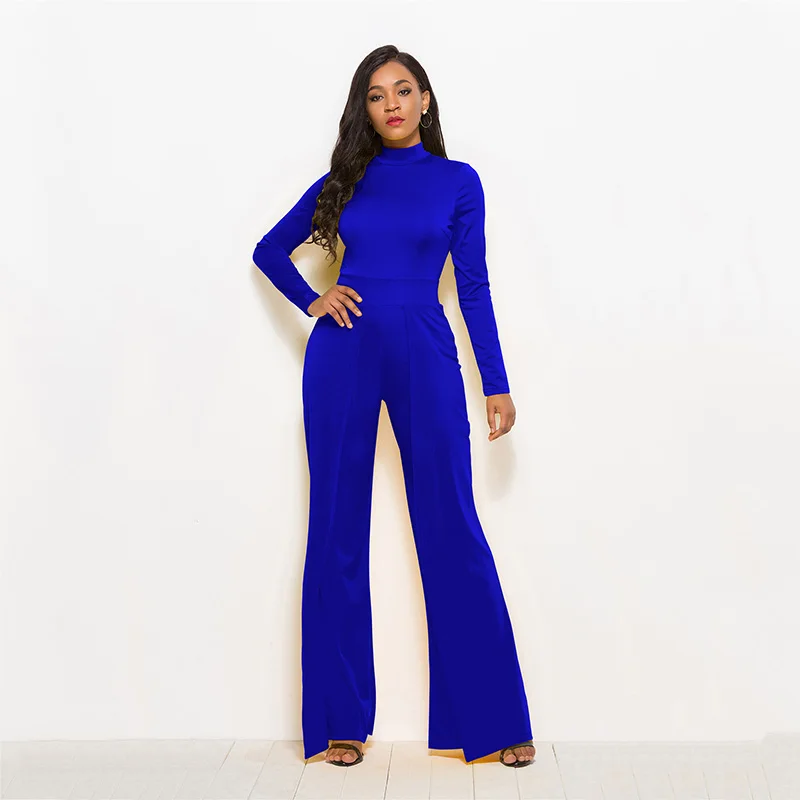 YOK's 2018 New Fashion Women's Jumpsuits Long Sleeve Loose Rompers for Ladies Office Solid Clothing for Female DN224-RM5099