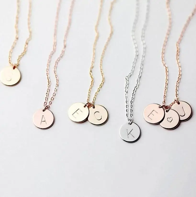 26pcs/pack Alphabet Letter Silver Gold Color Round Coin Pendant Charms For Women Men DIY Necklace Bracelet Family Jewelry Gift