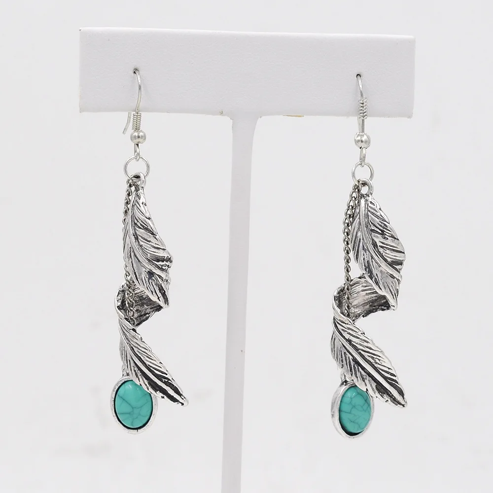 Gypsy Earrings Hippie Chic Boho Feather Earrings Indian Native American Jewelry Navajo Dangle Earrings Tribal Earrings For Women - Image 3