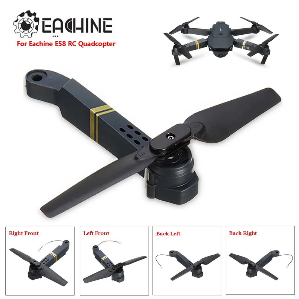 Color : Negro, tamaño : Back Left Accesorios de Drones Duraderos Compatible con Eachine E58 RC Quadcopter Recambios Eje Armas con el Motor y la hélice 
