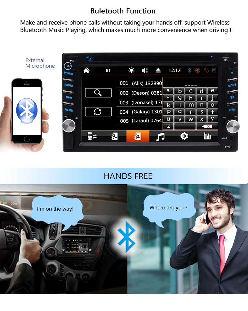 Cheap 2 Din In Dash DVD Player 6.2" HD Touchscreen Stereo FM AM Car Radio Bluetooth Subwoofer + Wireless Camera 4