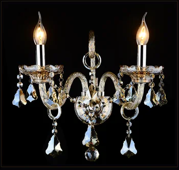 

European Style Crystal wall Lamp luxury Bedroom Bedside Wall Aisle Ktv Candle K9 crystal wall lamp 1/2/3 heads wall lights