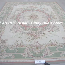 9'x12' Aubusson ковры шерстяные зеленый дизайн потертые шикарные ковры-все виды ковров в нашем магазине