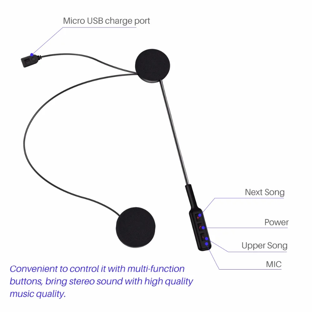 Смарт Bluetooth 4,0 гарнитура мотоциклетный шлем микронаушник беспроводной с USB Перезаряжаемый громкой связи для защиты от пота хороший