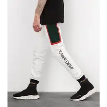 Осенне-зимние модные мужские спортивные штаны, повседневные спортивные штаны с принтом в стиле хип-хоп, полосатые карманы в стиле ретро