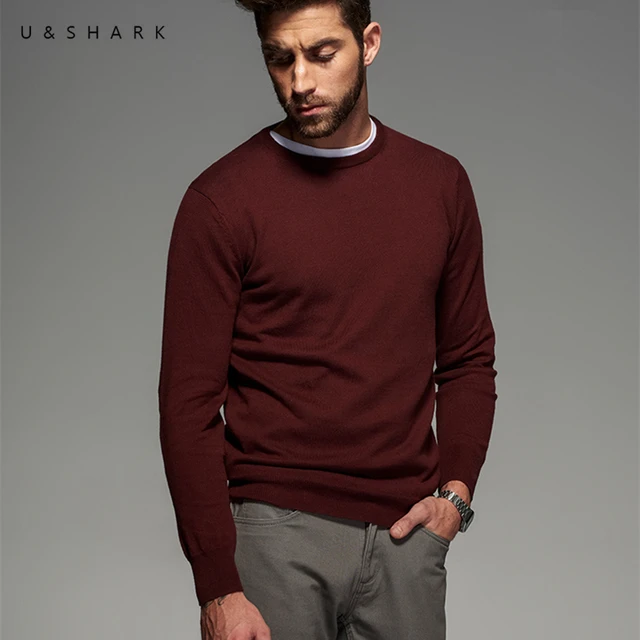 Super Thin Cotton Knitted Sweater Men Long Sleeve Designer Red Pullovers Luxury U&Shark Fashion