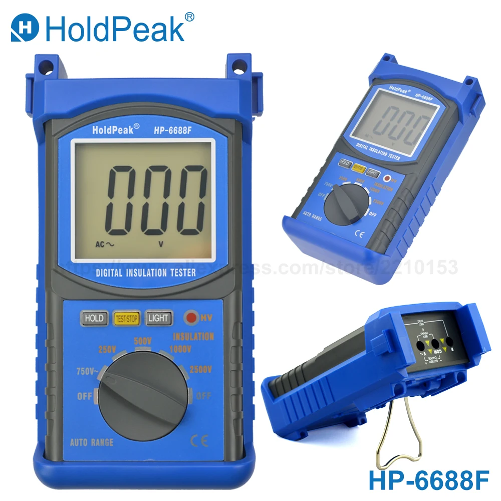 

HoldPeak 6688F digital Megohmmeter Insulation Resistance Tester Electrical Resistance Meter 20G(ohm) 250V/500V/1000V/2500V