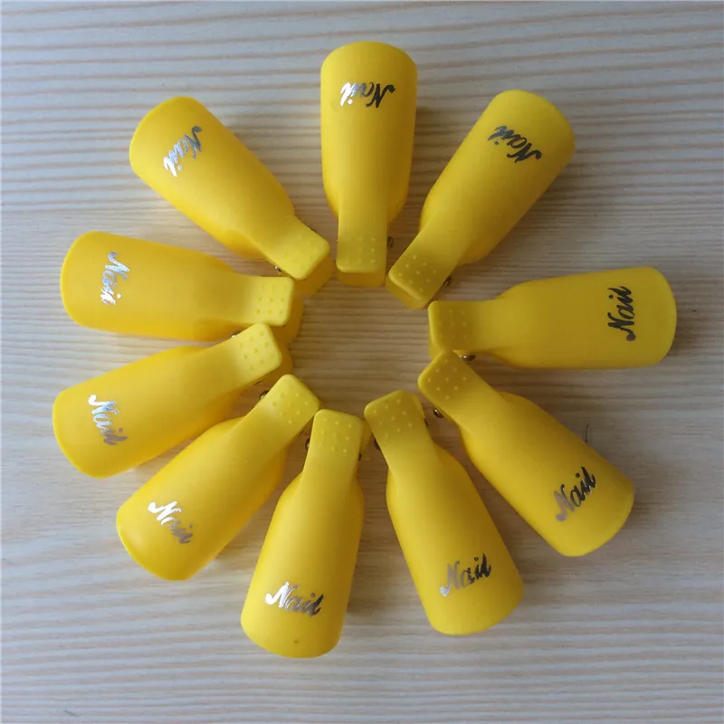 10 шт./компл. зажимы для ногтей Гель-лак для удаления наращивание ногтей колпачки УФ-обезжириватель инструмент для удаления лака Пластиковые зажимы Замачивание от колпачков - Цвет: yellow