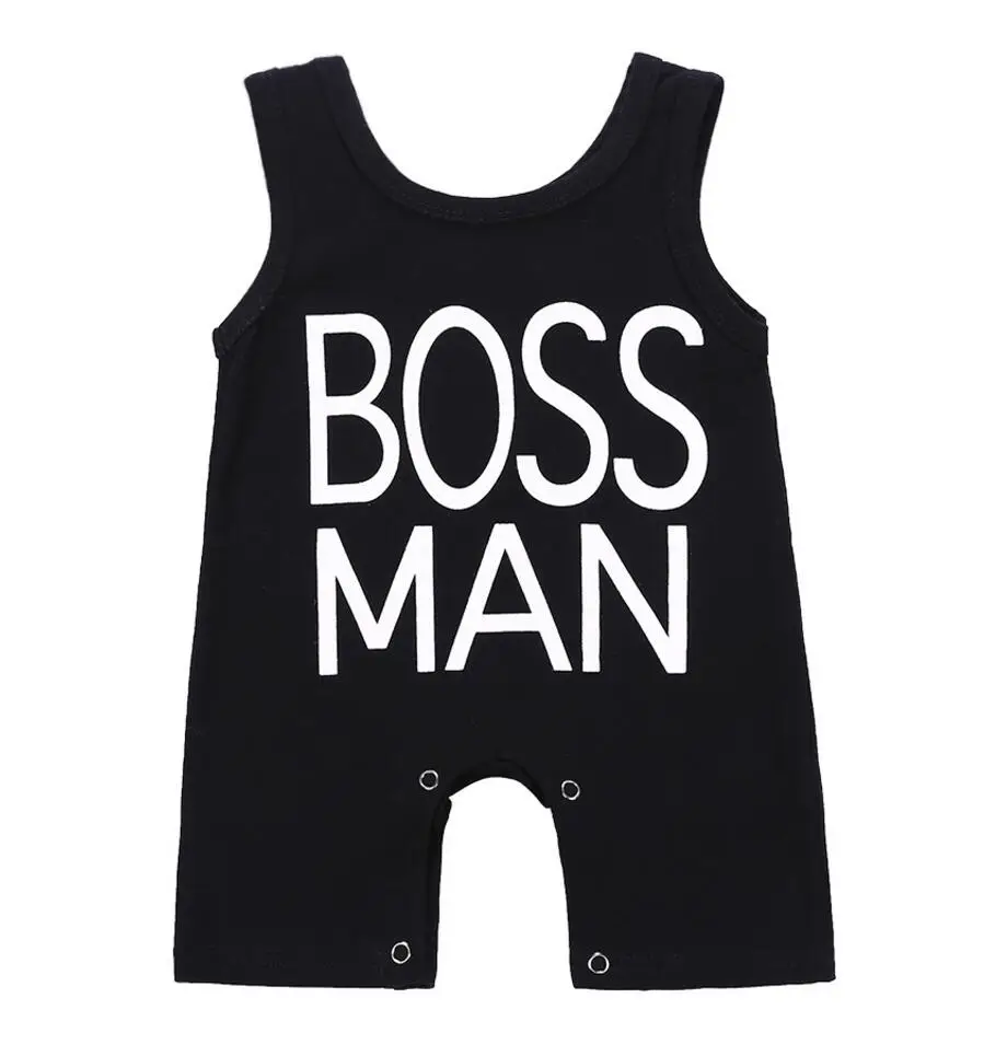 4 шт./лот детские комбинезоны для маленьких мальчиков без рукавов Boss боди с надписью модный подняться детский спортивный костюм От 0 до 2 лет, sylvia 567501649829 - Цвет: pic