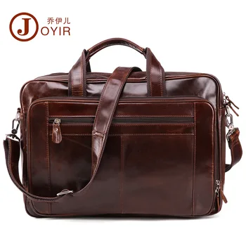 

Joyir 2018 New Fashion cowhide male commercial briefcase Real Leather vintage men's laptop bag casual Pure color Business bag
