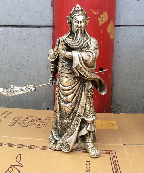 WBY 812 + Китай бронзовое покрытие серебро guan gong игровой меч статуя украшение сада 100%