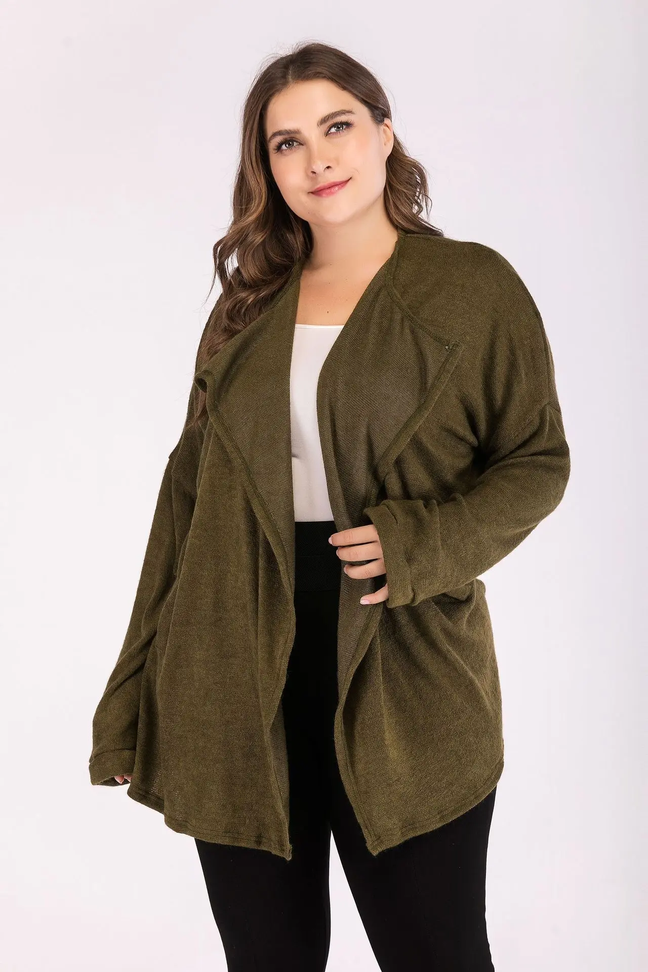 

big size long sleeve knitted cardigan women winter coat plus size clothing 2xl 3xl casual loose oversize tops femme jacket