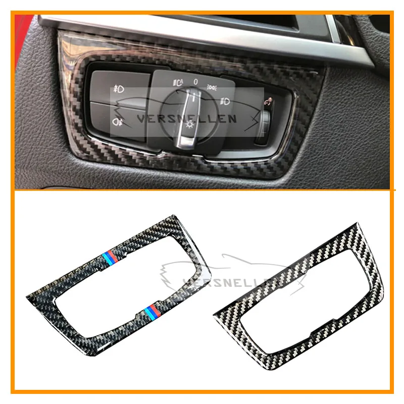 

Carbon Fiber Headlight Switch Buttons Decorative Frame Cover Trim Dashboard Interior Molding Sticker for BMW F30 F34 Car Styling