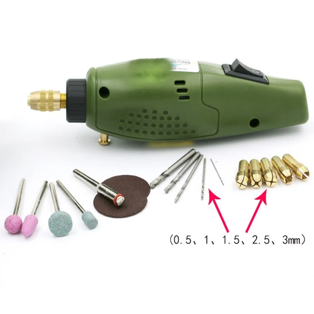 Мини электрический сверлильный набор 12 В постоянного тока шлифовальный инструмент для фрезерования полировки гравировки электрический