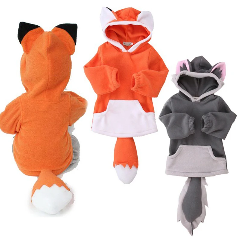 unisex cartoon baby clothes Cute fox ears long sleeve hooded coat autumn winter children costume kid boy girl Outwear 0-3Y