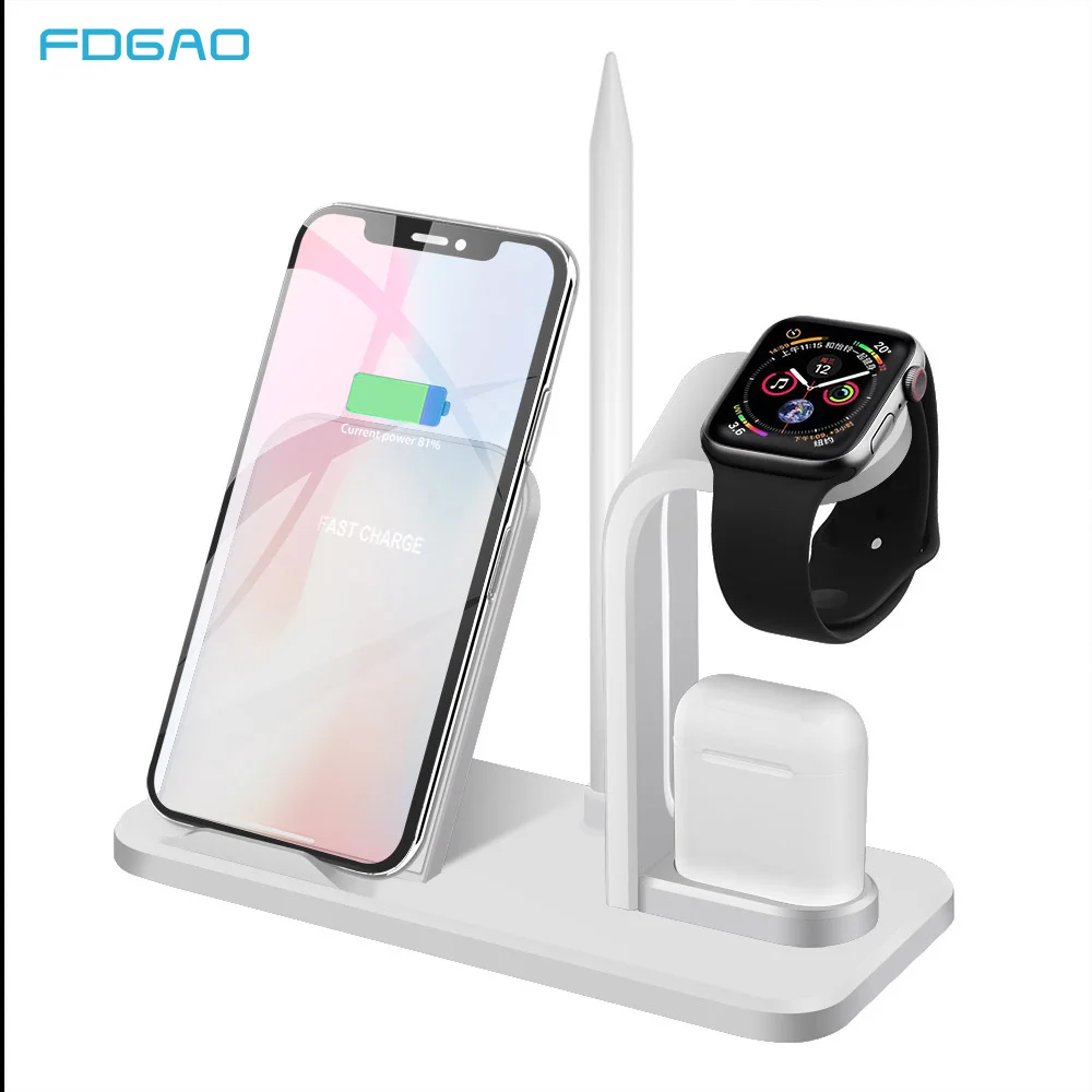 FDGAO Беспроводная зарядная подставка для iPhone AirPods Apple Watch серия зарядная док-станция быстрая Беспроводная зарядка для iPhone X XS 8