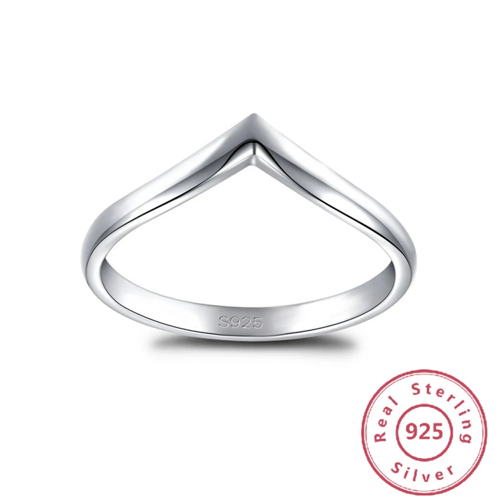

2019 New fashion Women's ring 925 sterling silver v-shaped ring s925 sterling silver ring female wedding bands rings