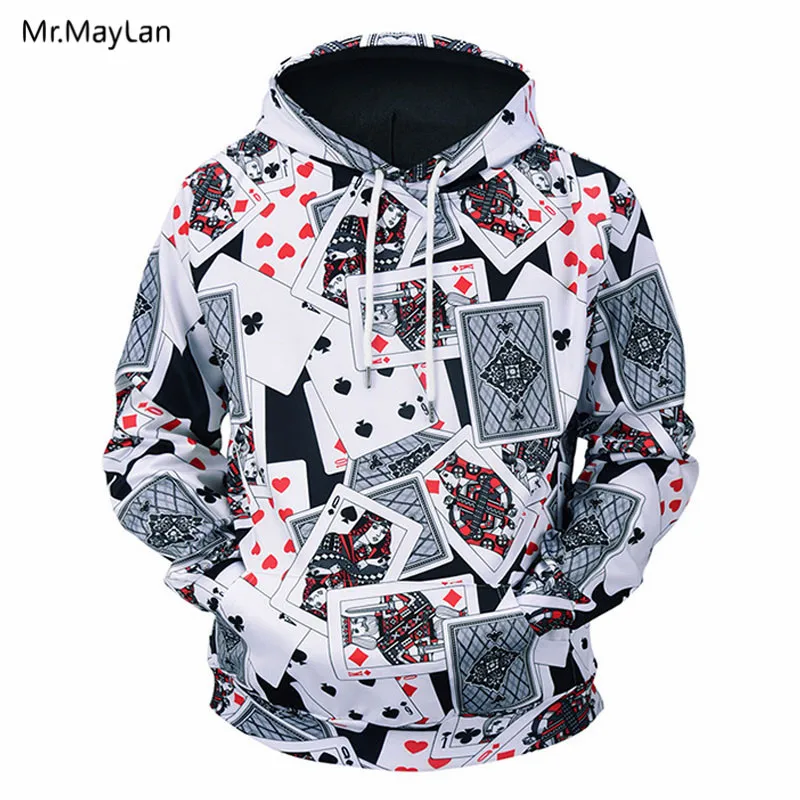 

3D Print Poker Cards Jacket Men/Women Hipster Autumn Long Sleeves Hat Sweatshirts Boys Hiphop Hoodies Outerwear Clothes Harajuku