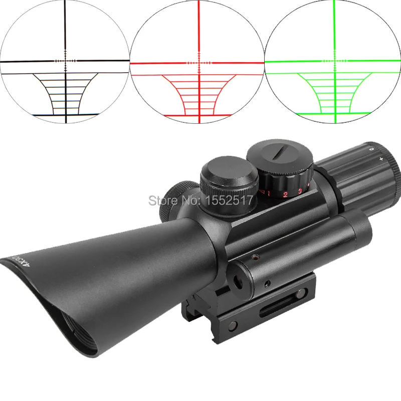 

M7 4x32 Rifle Scope Red Green Mil-Dot Reticle With Side Attached Red Laser Sight/Tactical Optics Scopes/Riflescope