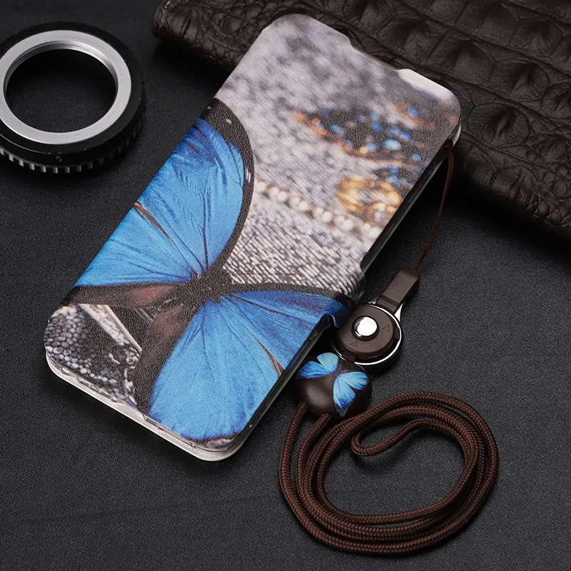 

Leather Case For Meizu 16 Plus Case Flip Luxury Colourful Painted Wallet Stand Cover For Meizu 16 Case Cover Cute Capa Fundas