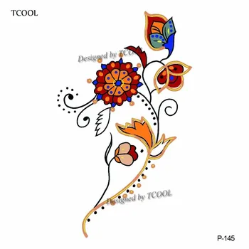 

TCOOL Flower Waterproof Temporary Tattoo Sticker Fashion Women Men Arm Fake Body Art 9.8X6cm Kids Adult Hand Tattoos Paper P-145