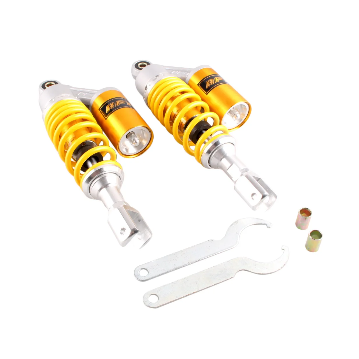 

280mm Pair Motorcycle Rear Air Shock Absorbers Clevis Scooter Moped Yellow/Silver