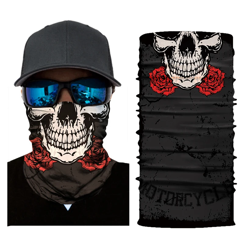 

3D Seamless Motorcycle Balaclava Magic Neck Face Mask Moto Ghost Deadpool Skeleton Head Shield Anti-UV Outdoor Bandana Sun