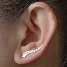 

Vintage Leaves Earrings For Women Personality Feather Ear Clip Cuff Alloy Simple Jewelry Accessories Gold Silver Color