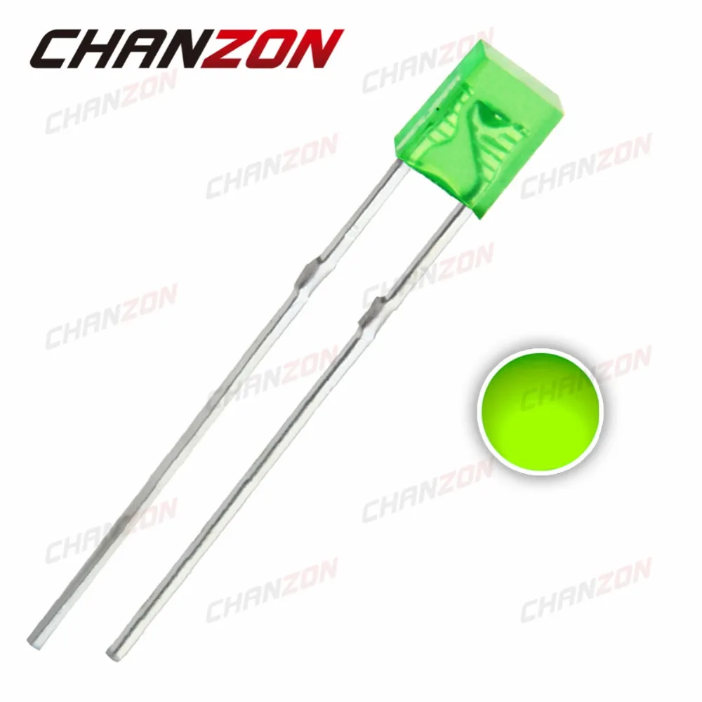 100 шт. 2X3X4 мм DIP желтый зеленый квадратный рассеянный светодиодный Диод 20mA DC 2 в 570-575nm светильник прямоугольной формы светодиод 234 светодиодный светильник