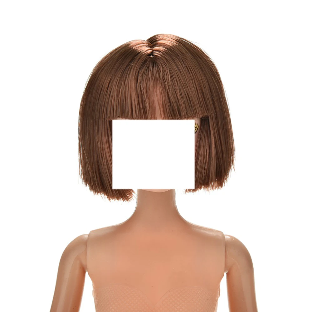 

1 Piece Fashion Flaxen Short Hair Doll Head Students Head Wigs For for