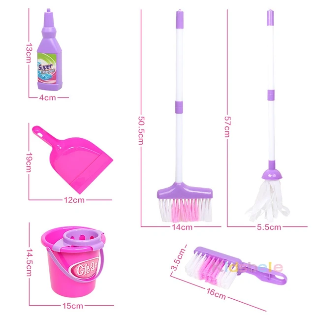 Kids Toys Baby Play Housekeeping Toys Mini Simulation Mop Broom Bucket Swab Kids Role Playing Pretend Play Educational Toy 3