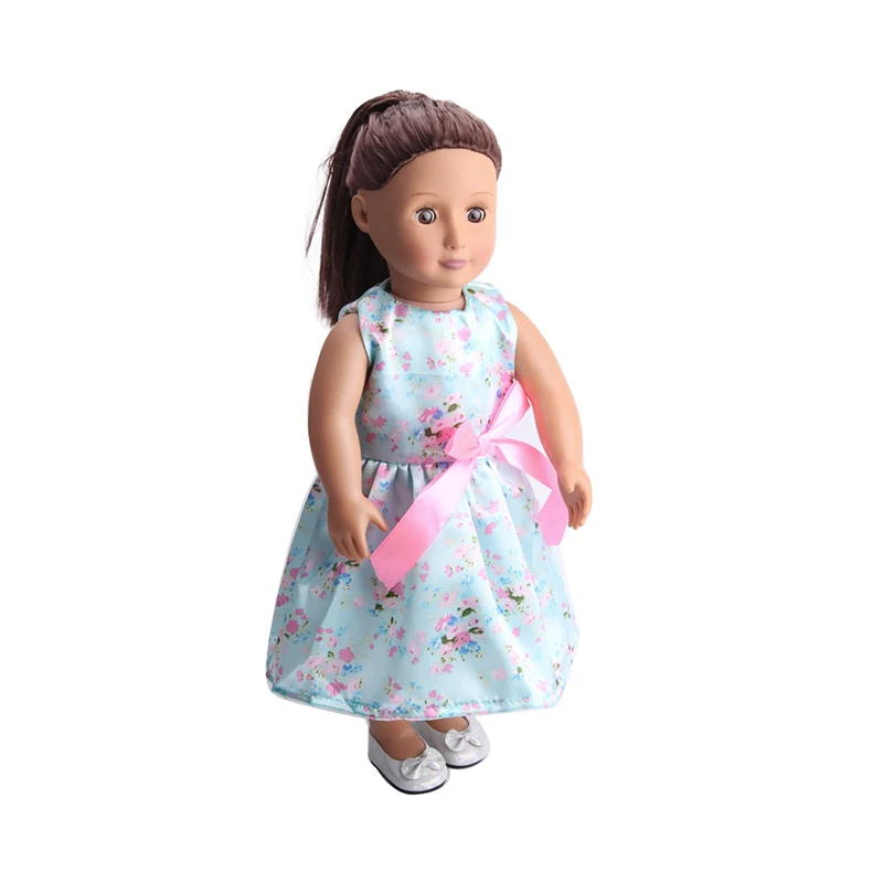 18 дюймов, с круглым вырезом, для девочек; платье принцессы с принтом; платье вечернее gwon Американский новорожденных юбка Детские игрушки подходит 43 см для ухода за ребенком для мам, детские куклы, c115