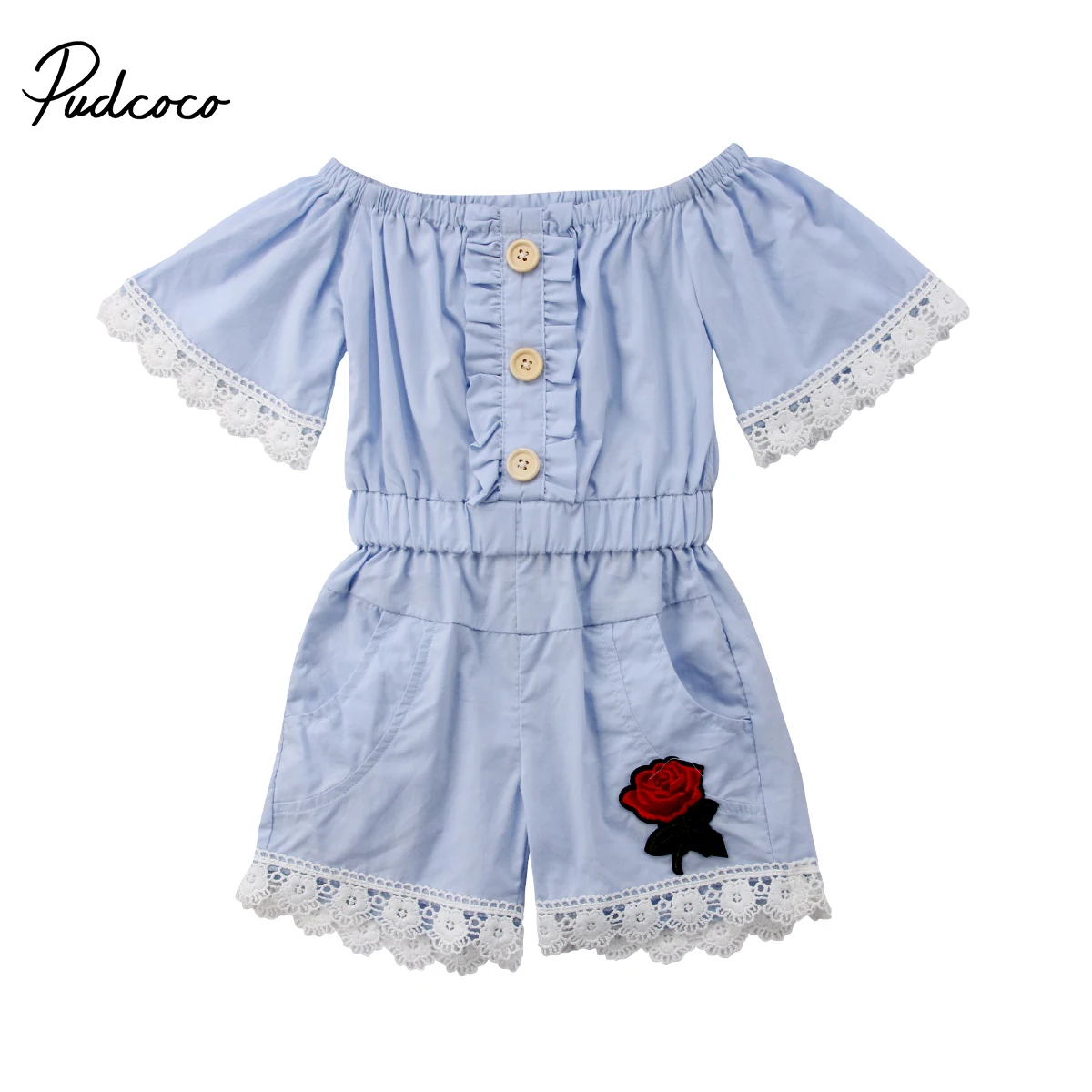 Casual Toddler Kids Girls Off Shoulder Bib Short Pants Romper Fashion