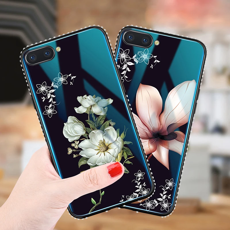 

Luxury glass shell jasmine lily flower Phone Case for OPPO R11 Floral Cases for OPPO R11S Cover for OPPO R11