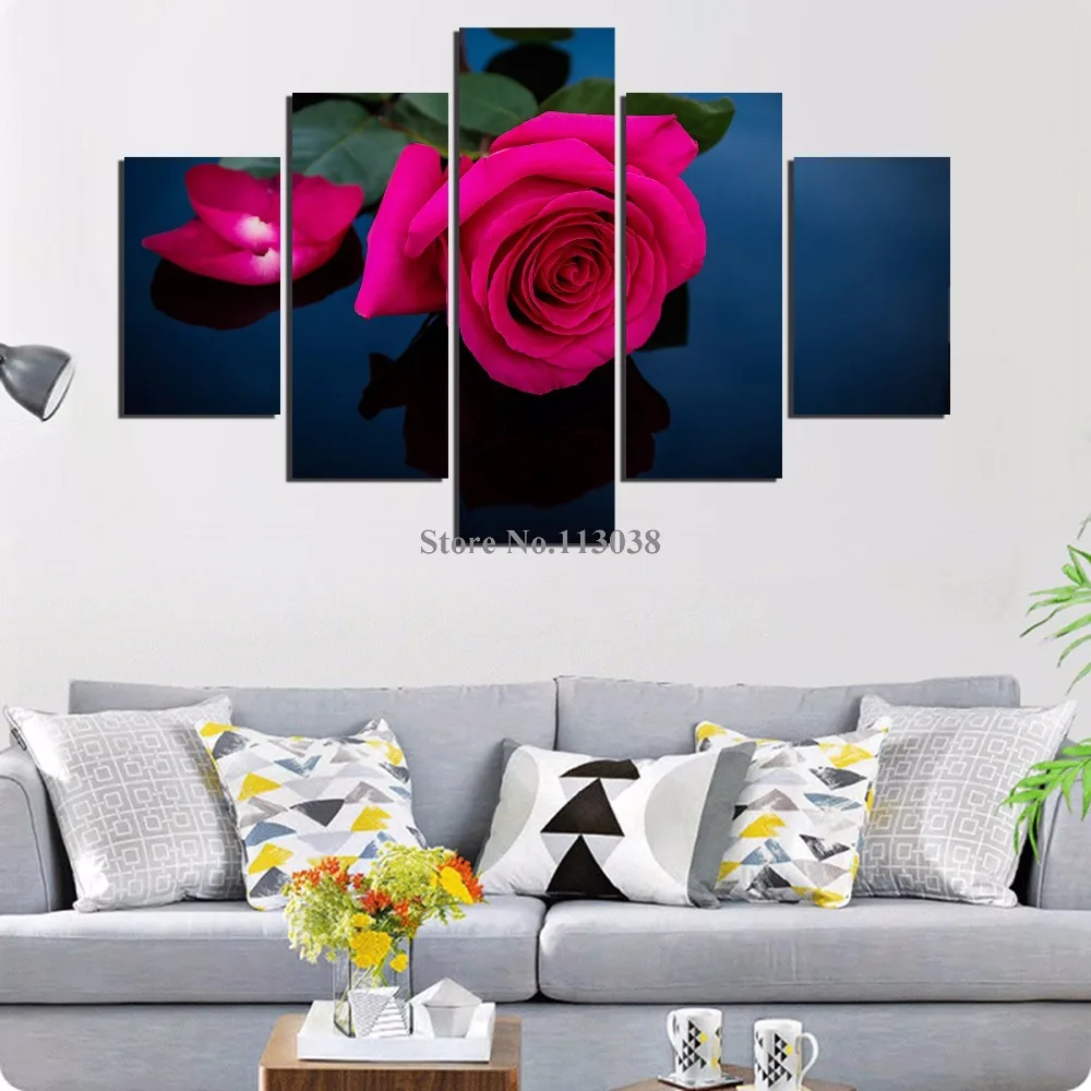 Картина на холсте с красными цветами для гостиной 5 шт.|living room wall art|wall artprinted canvas |