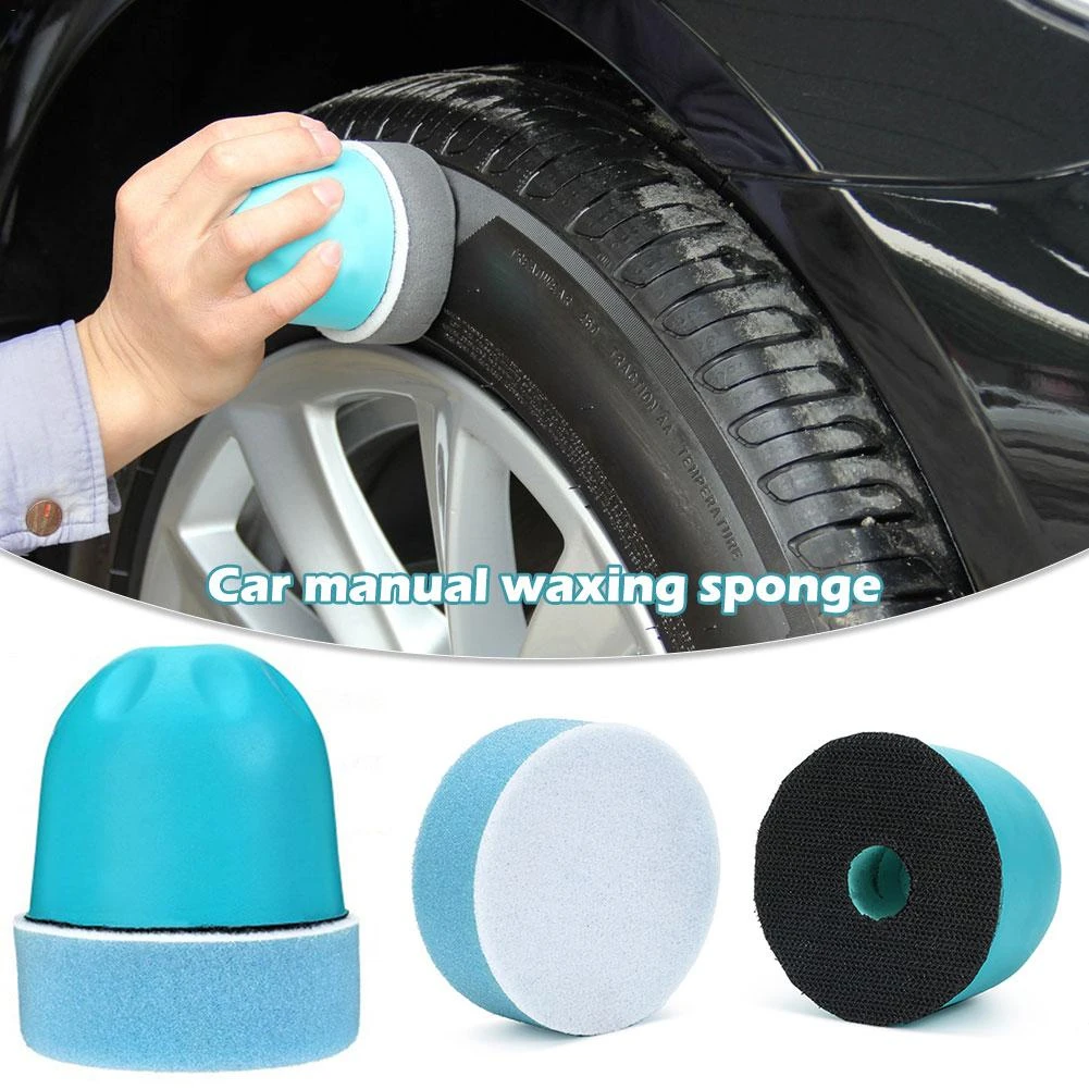 1× Car Tire Sponge Brush Wheel Waxing Polishing Sponge Washing Cleaning Brush 