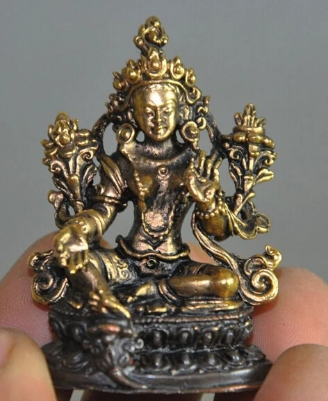 

shitou 002195 tibet buddhism bronze gilt Gold Green Tara Goddess kwan-yin Bodhisattva statue