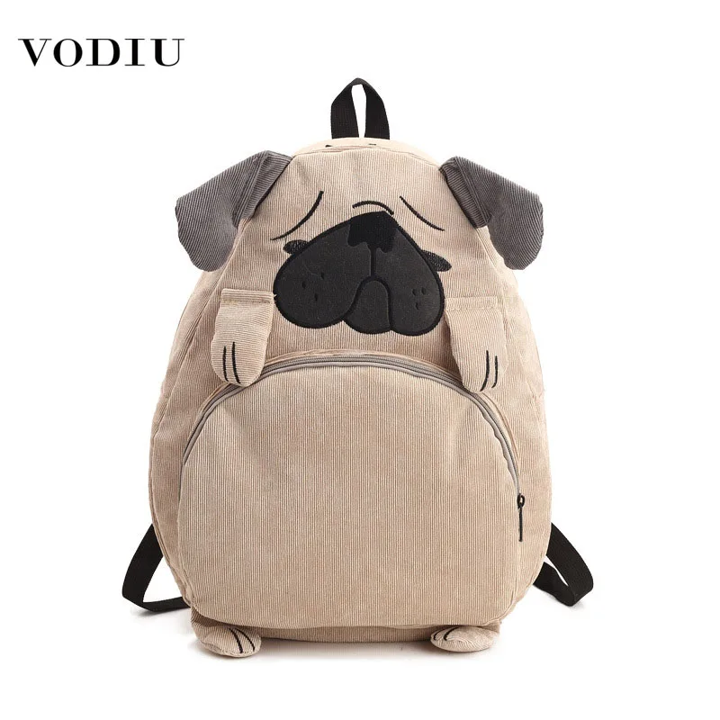 

Backpack Women Hot Sale Cute Design Funny Cartoon Animal Corduroy Fabric Soft New Children Ladies Shoulder Large Capacity Bags