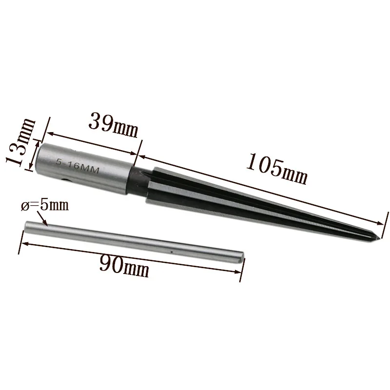 

5-16mm Bridge Pin Hole Hand Held Reamer Steel T Handle Tapered 6 Fluted Chamfer Reaming Woodworker Cutting Core Drill Bit Tool