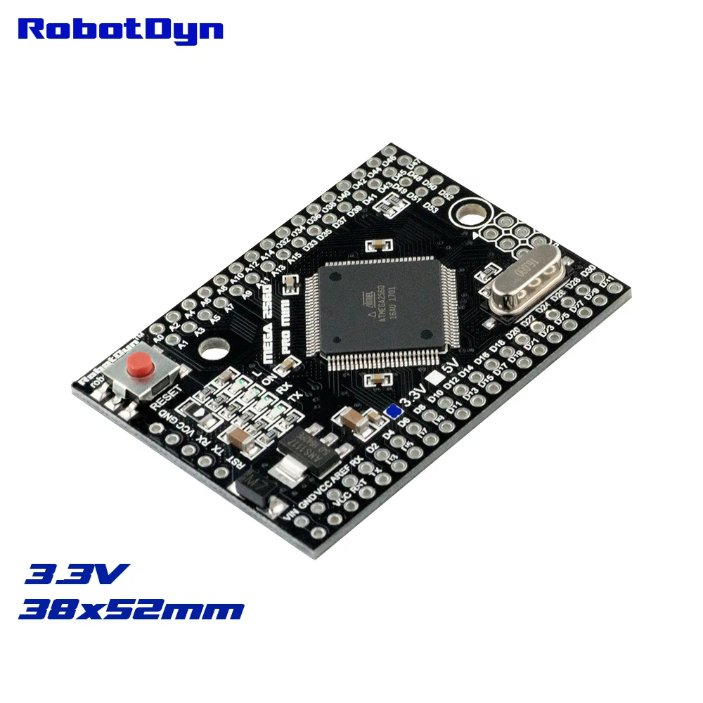 Mega 2560 PRO MINI 3,3 В, ATmega2560-16AU, без пинхедов. Совместим с Arduino Mega 2560