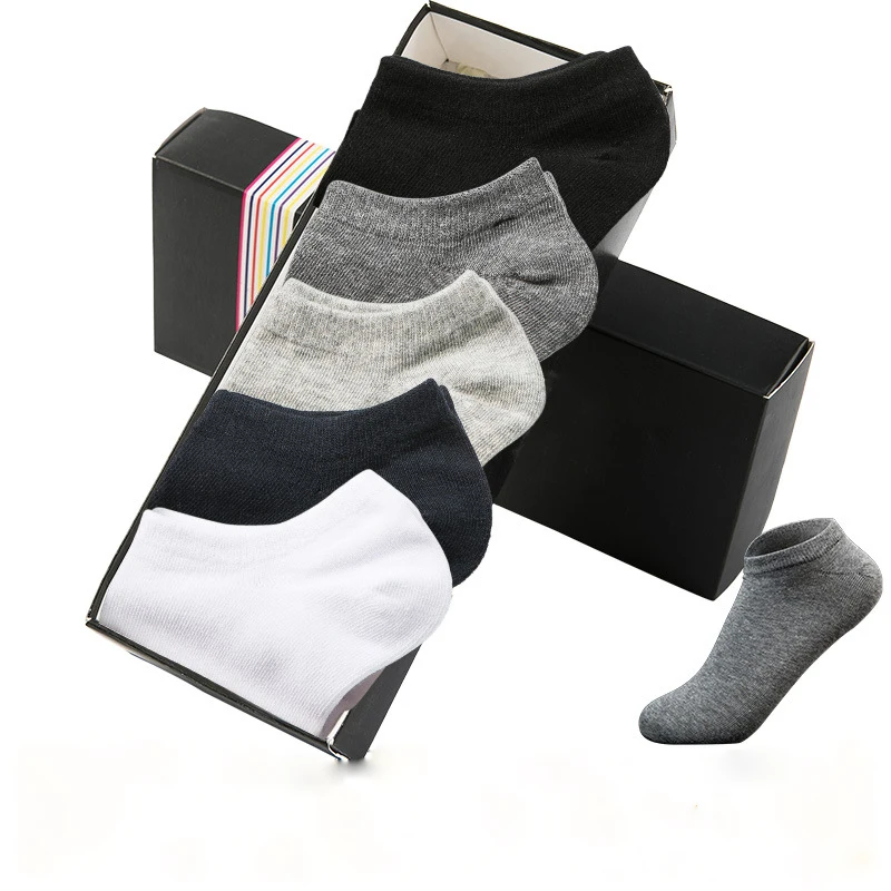 

5 Pairs/Lot Summer Men Cotton Short Socks Men Thin Solid Black White Boat Socks Men's Versatile Shoes Clothes Sox Male Dress New
