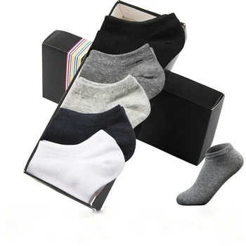 

5 Pairs/Lot Summer Men Cotton Short Socks Men Thin Solid Black White Boat Socks Men's Versatile Shoes Clothes Sox Male Dress New