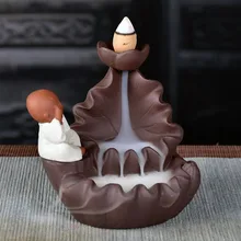 Украшение дома маленький монах лотоса кадильница в форме цветка пуля Blackflow пирамидки благовоний или декоративная тарелка-подставка курильница