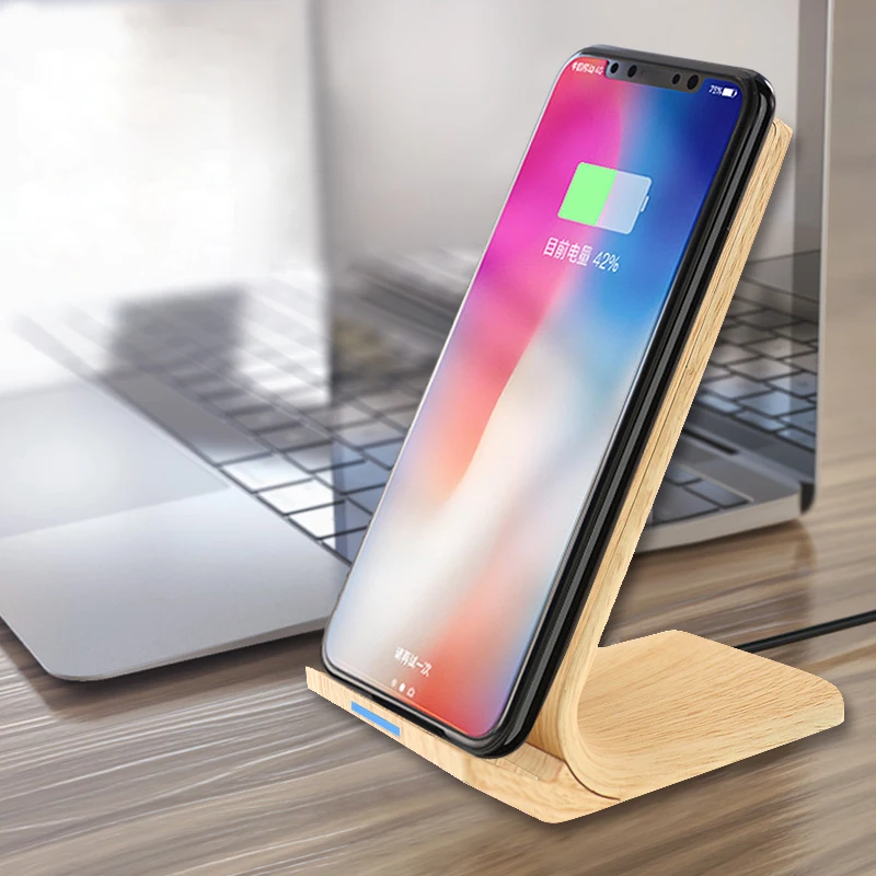 

10W Fast Wireless Charger Wood Grain Qi Wireless Stand For iPhone X 8 Plus for Samsung S9 S8 S7 S6 for Xiaomi Phone Charger