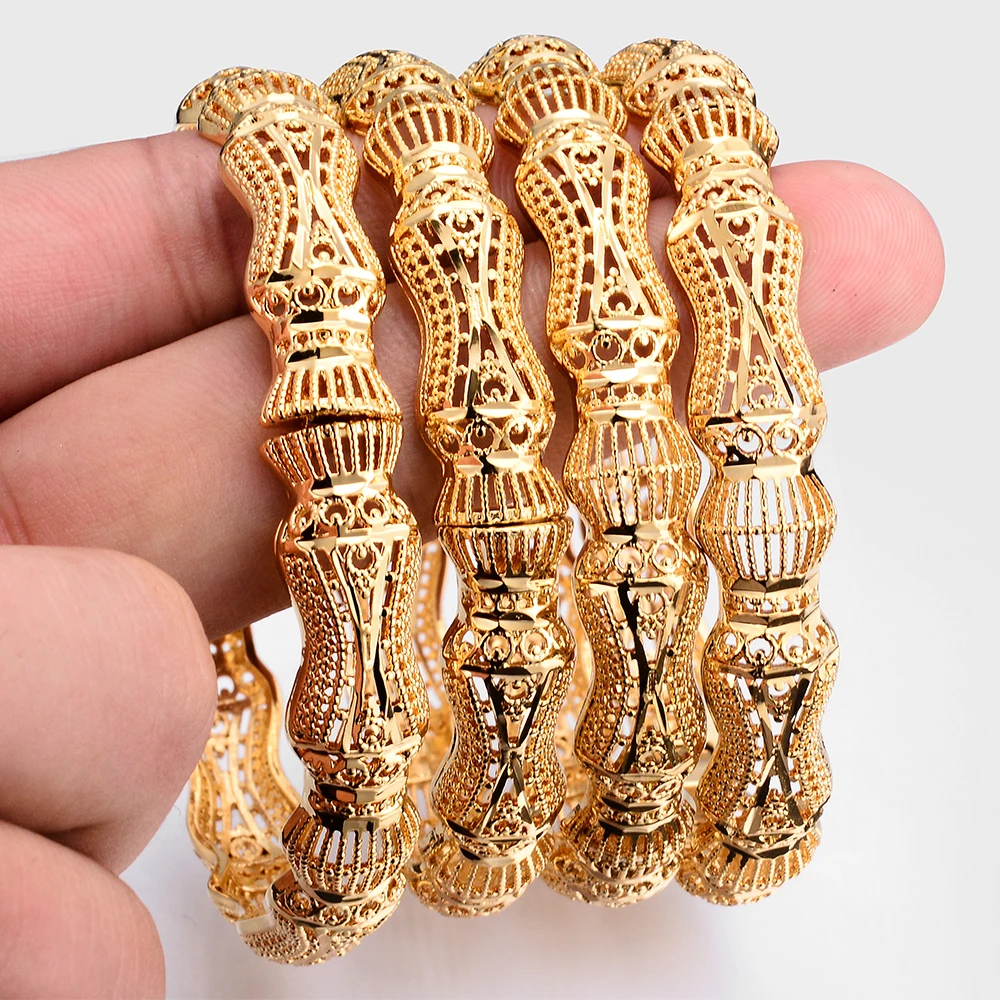 WANDO 4 шт./лот новейший Золотой этнический браслет средний восточный индийский свадебный женский браслет можно открыть Необычные Ювелирные украшения B11