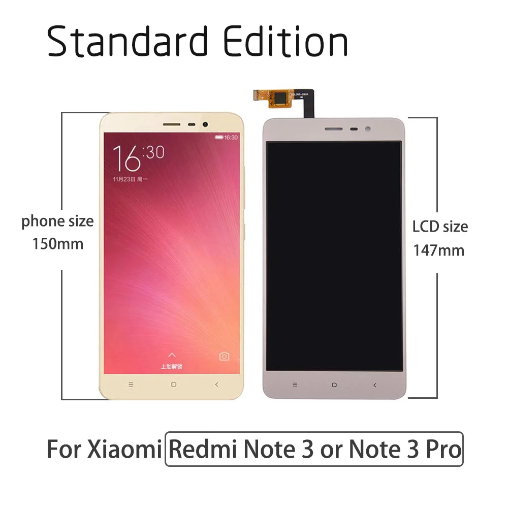 5," для Xiaomi Redmi Note 3 ЖК-дисплей сенсорный экран с рамкой дигитайзер панель для Redmi Note 3 Pro Prime 150 мм+ подарки