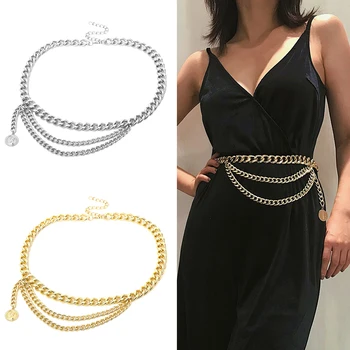 

Luxury Retro Fringe Metal Belt Chain Women Multilayer Waist Belt Link Jewelry Belly Body Beach Tassel Decorative Waistband #2
