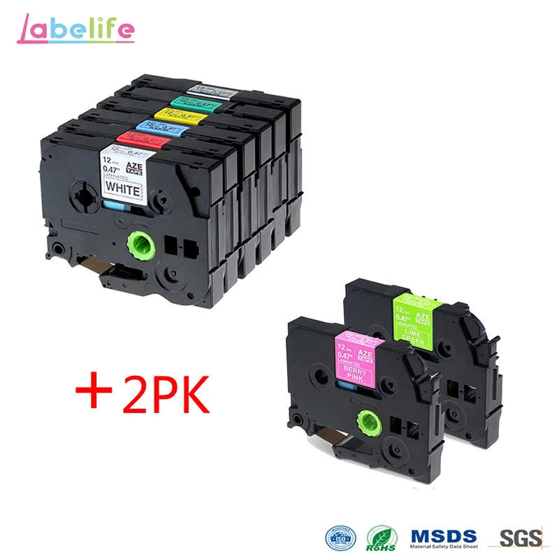 

Labelife 8 Pack Combo Set TZe231 TZe431 TZe531 TZe631 TZe731 TZe931 TZe MQP35 TZeMQG35 Compatible Brother P-touch Label Tape