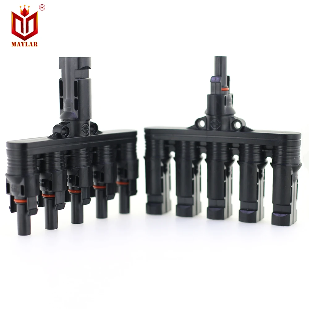 

MAYLAR@ 1 pairs M/FM 5 to 1 MC4 T Branch 30A Solar Panel Connector Cable Coupler Combiner MC4 Panel Wires Connection